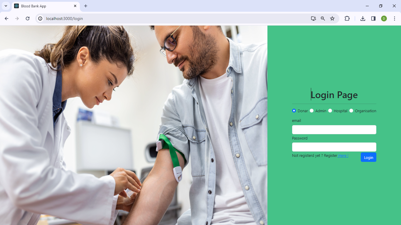 Blood Bank Management System Screenshot 1