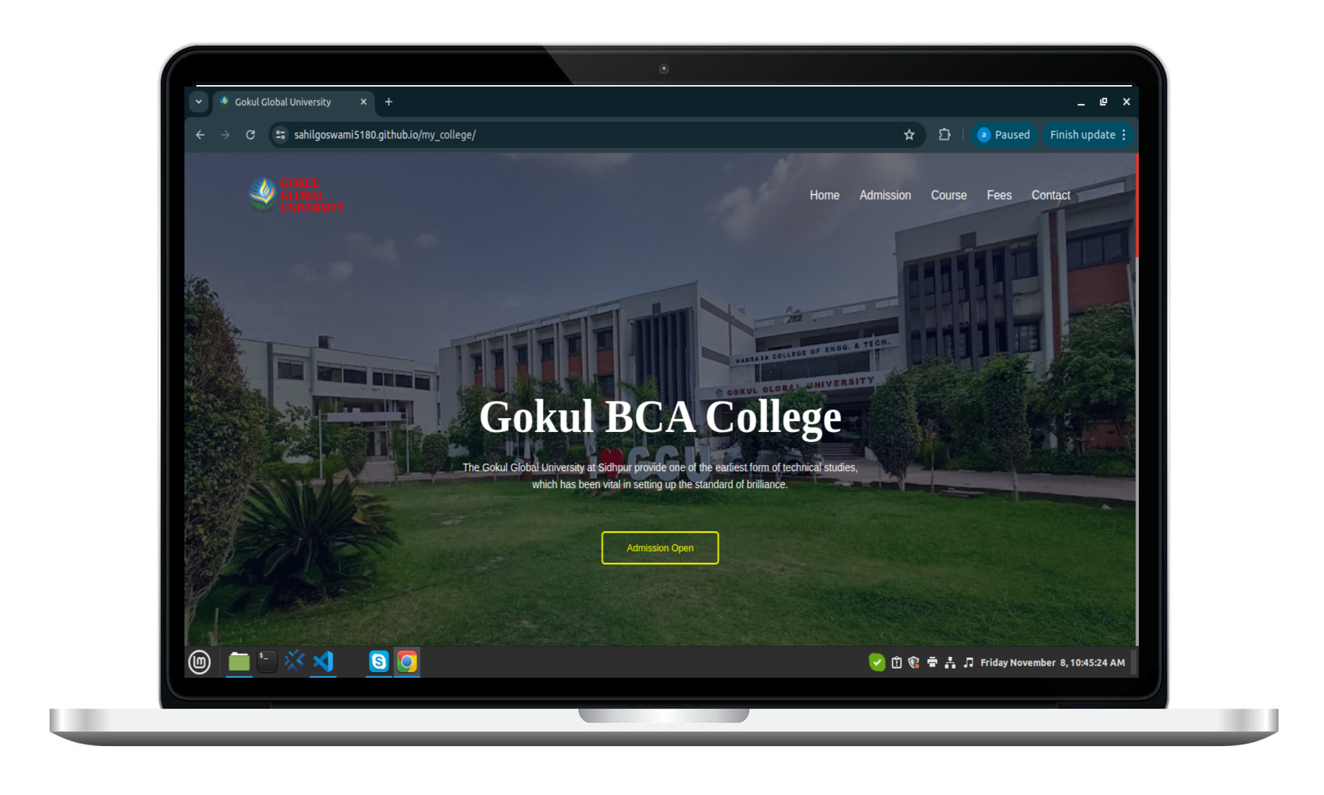 College website screenshot