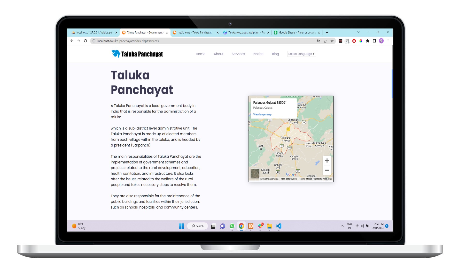 Taluka Panchayat website screenshot