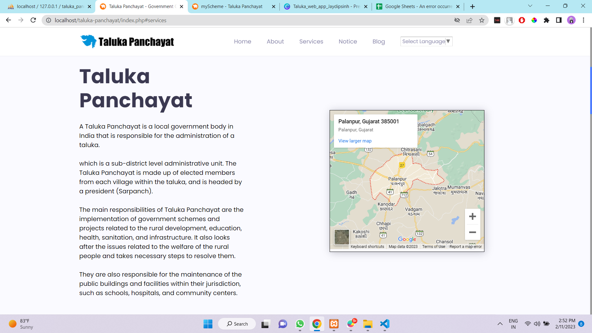 Taluka Panchayat Website Screenshot